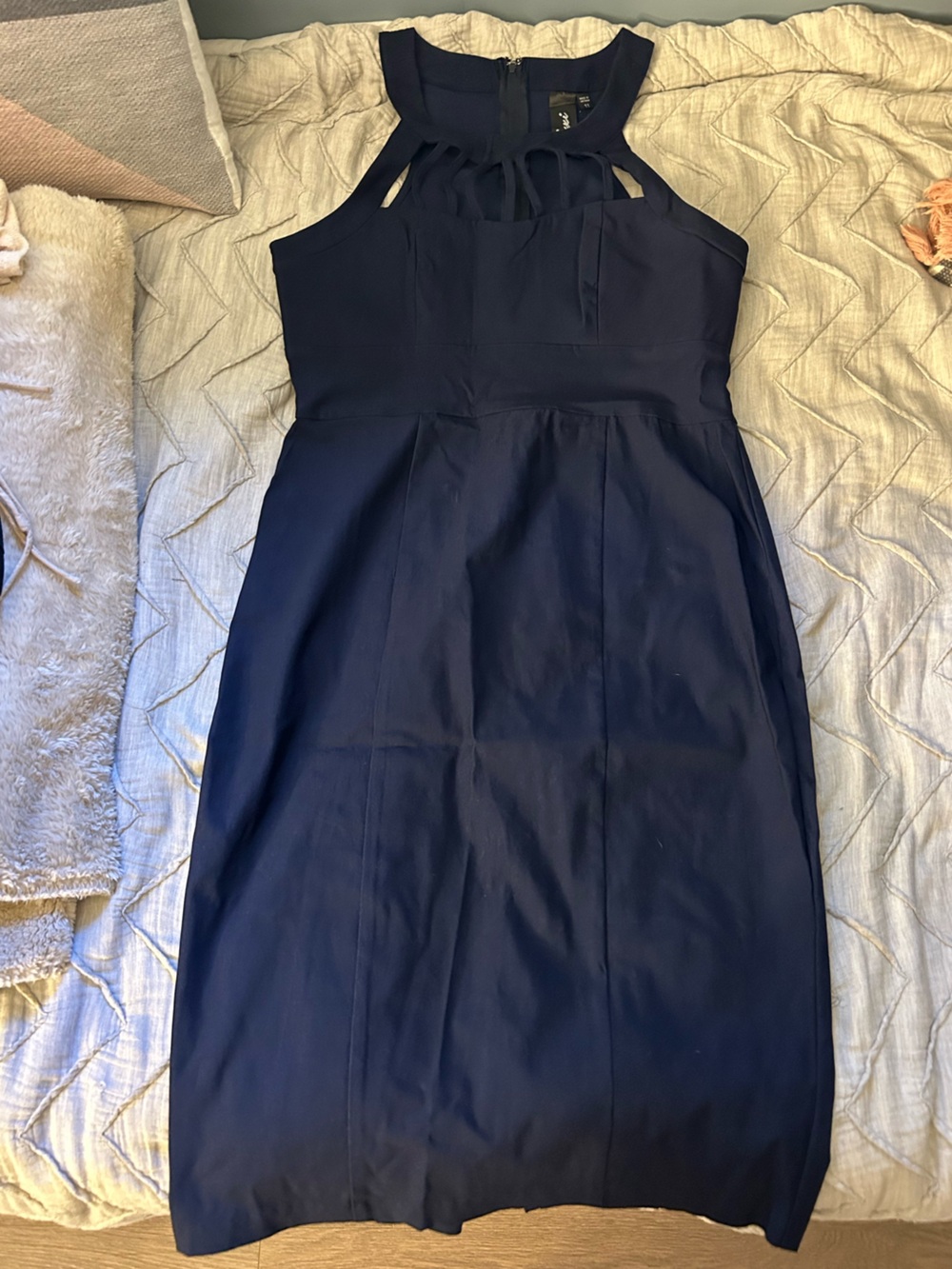Navy Cutout Halter Bodycon Dress